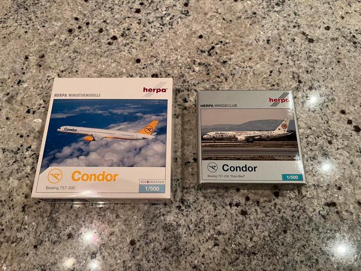Herpa wings 1/500 2x Condor 757 zeldzaam!, Verzamelen, Luchtvaart en Vliegtuigspotten, Zo goed als nieuw, Schaalmodel, Ophalen of Verzenden