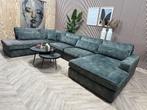 Velvet Velours U-Bank / Hoekbank - Groen - 400cm, Huis en Inrichting, Ophalen, -, Royale Velvet velours U Bank Hoekbank Groen Plofbank