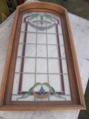 176,5hx89br Glas in lood raam eiken kader incl. kozijn beschikbaar voor biedingen