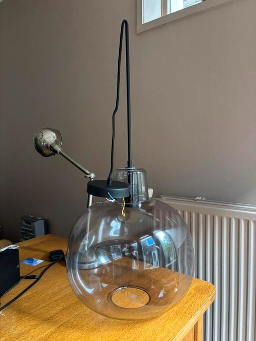 Hanglamp Karwei Sjors rookglas, Huis en Inrichting, Lampen | Hanglampen, Gebruikt, Minder dan 50 cm, Glas, Ophalen