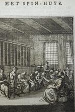 gravure Het spinhuis, fabriek St. Clara, 1758, C. Luyken, Antiek en Kunst, Kunst | Etsen en Gravures, Verzenden