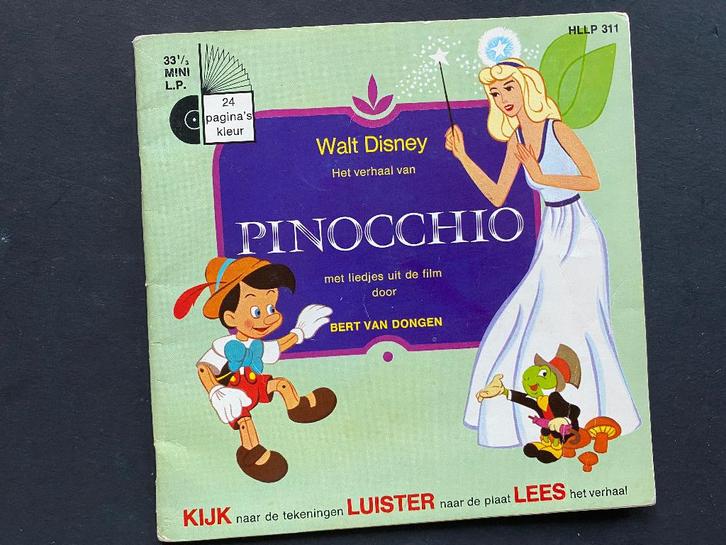 Walt Disney Het verhaal van Pinocchio  Met mini LP / 1970, Verzamelen, Disney, Zo goed als nieuw, Overige typen, Peter Pan of Pinokkio