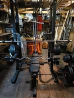 Fitness rack, bumperpltates, ATX stang, Sport en Fitness, Ophalen, Zo goed als nieuw, Benen, Halterset