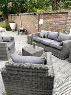 Complete tuinset met bank, stoelen en tafel, Ophalen, Gebruikt, Kunststof, Bank