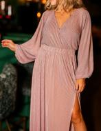 Pleated metallic maxi plissé jurk / Poespas, Kleding | Dames, Maat 38/40 (M), Poespas, Verzenden, Zo goed als nieuw