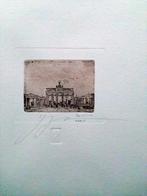 Mooie gesigneerde ets van de Brandenburger Tor, Antiek en Kunst, Ophalen of Verzenden