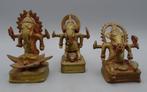 Set van 3 verschillende oude bronzen Ganesha beeldjes India, Verzamelen, Religie, Gebruikt, Ophalen of Verzenden, Hindoeïsme, Beeld(je)