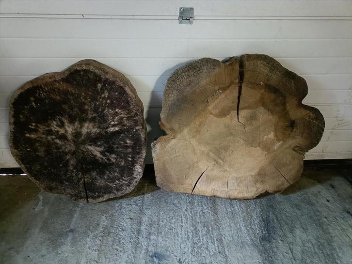 Eiken Boomstamschijven - Massief & Uniek, Doe-het-zelf en Verbouw, Hout en Planken, Gebruikt, Overige typen, Eiken, Minder dan 200 cm