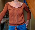 Broderie blouse bruin S., Ophalen of Verzenden, Nieuw, Bruin, Lange mouw