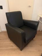 2 zwart leren stoeltjes, Huis en Inrichting, Fauteuils, Ophalen, Minder dan 75 cm, Leer, Zo goed als nieuw