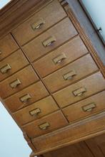 Nederlandse Eiken Apothekers-/Archiefkast, jaren 1930, Ophalen, Gebruikt, 5 laden of meer, Eikenhout