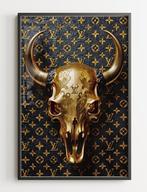 Uniek XXL Glasschilderij | Golden LV Bull Skull - 6 sizes, Huis en Inrichting, Oorspronkelijke maker, Verzenden, Nieuw, 125 cm of meer