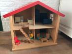 Houten poppenhuis, inclusief enkele meubels (zie foto’s), Kinderen en Baby's, Speelgoed | Poppenhuizen, Ophalen, Gebruikt, Poppenhuis