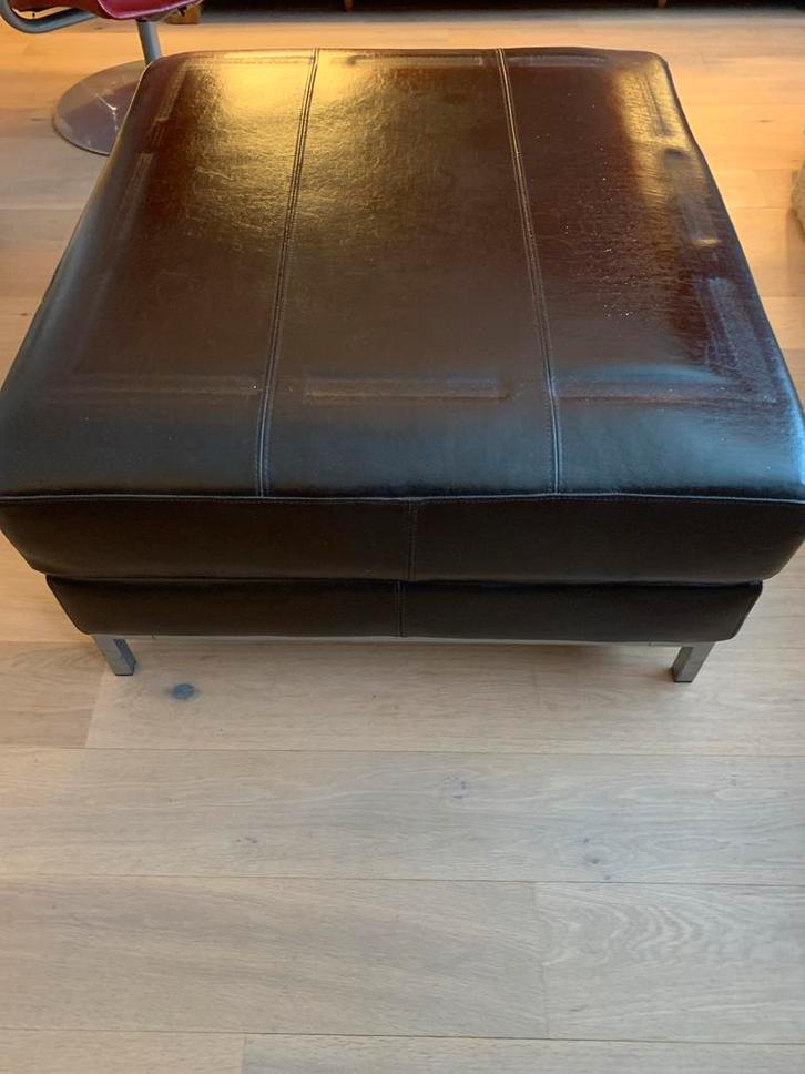 Leren Salontafel met Dienblad, Huis en Inrichting, Banken | Voetenbanken en Poefen, Gebruikt, 75 tot 100 cm, Vierkant, Leer, Ophalen