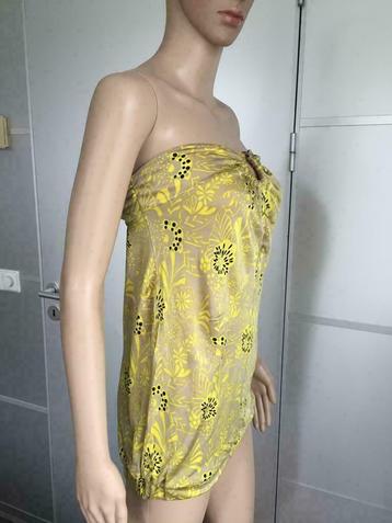D661 Atos Lombardini maat 36=S top geel/beige/zwart shirt beschikbaar voor biedingen