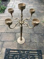 Grote Metalen Kandelaar voor 5 Kaarsen, Huis en Inrichting, Gebruikt, 50 tot 75 cm, Beige, Ophalen of Verzenden