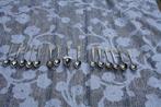 art deco lepelset alpaca 14 theelepeltjes en suikerschep, Ophalen of Verzenden