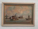 Schilderij van J Van Reyn haven gezicht rotterdam., Antiek en Kunst, Ophalen of Verzenden
