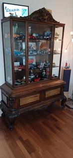 Antieke vitrinekast met facet geslepen glas, Antiek en Kunst, Ophalen