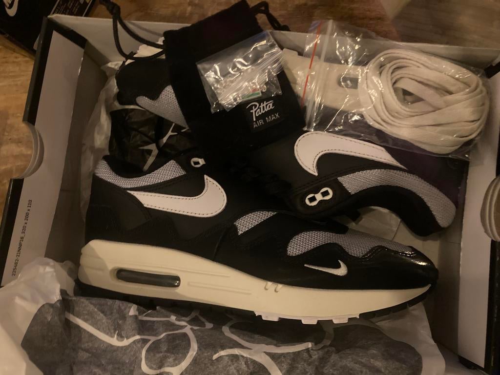 Nike air max 1 Patta wave black mt 41 origineel, Ophalen of Verzenden, Zo goed als nieuw, Zwart