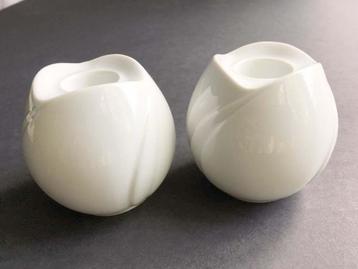 Vintage Arzberg Tulpenbol vormige Kandelaar Porselein x 2 beschikbaar voor biedingen