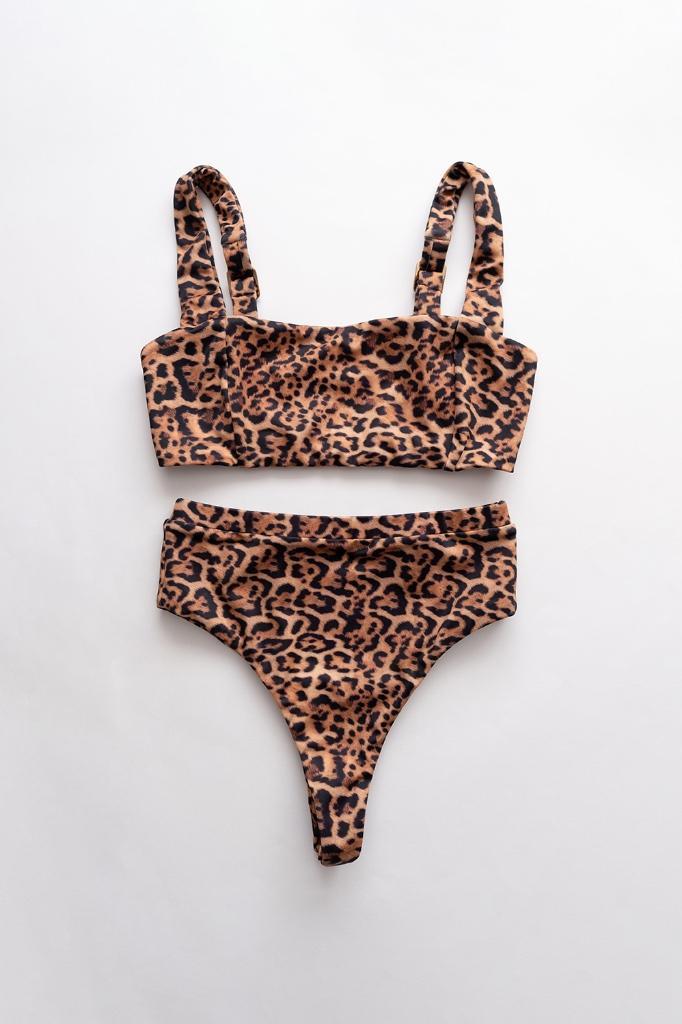 Panterprint Surf Bikini Savari Maat XS, Kleding | Dames, Badmode en Zwemkleding, Zo goed als nieuw, Bikini, Bruin, Ophalen of Verzenden
