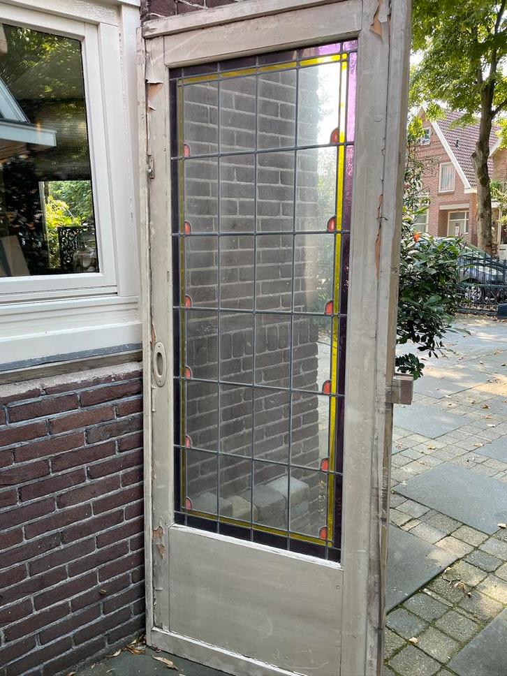 Glas in lood deuren, Doe-het-zelf en Verbouw, Deuren en Horren, Zo goed als nieuw, Binnendeur, 200 tot 215 cm, Glas, Ophalen