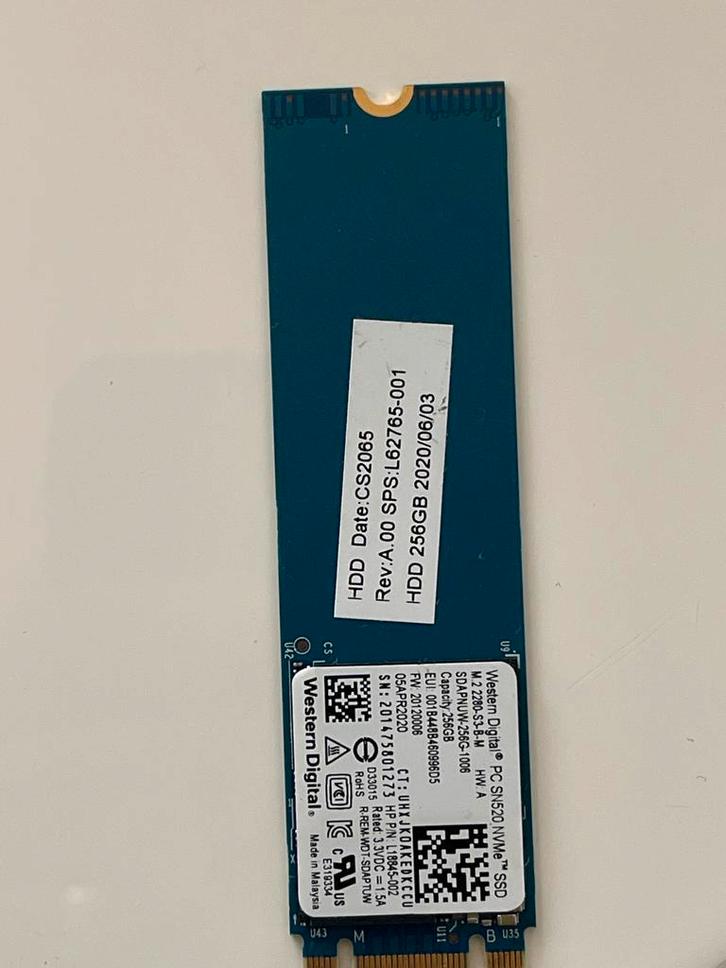 Western Digital 256GB NVMe SSD - PC SN520, Computers en Software, Harde schijven, Gebruikt, Laptop, Intern, SSD, Ophalen of Verzenden