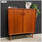 Vintage teakhouten highboard. Scandistijl Kast Dressoir, Ophalen, Met deur(en), Zo goed als nieuw, Heinrich Riestenpatt