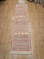 Handgeweven oosterse wollen kelim loper 289x78