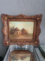 Leuk oud schilderijtje leuke landschap met mooie lijst, Ophalen of Verzenden