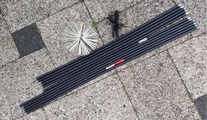 Schoorsteenveeg set (lengte tot 14,20 m), Huis en Inrichting, Haarden, Zo goed als nieuw, Houthaard, Ophalen