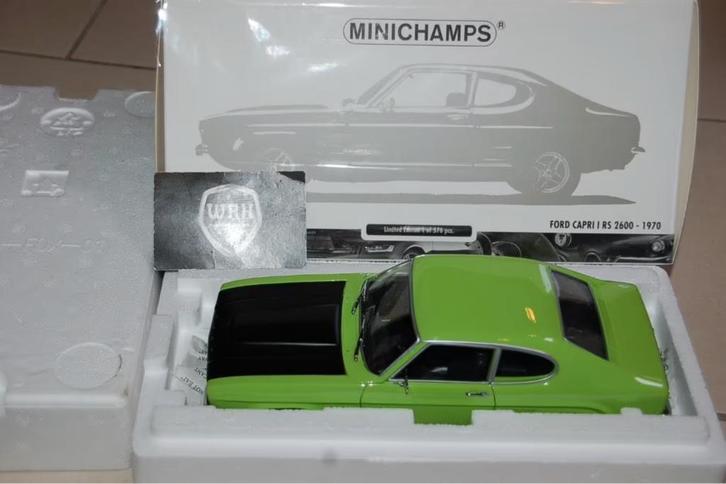 1:18 FORD CAPRI RS 2600 greenblack Minichamps in box WRH, Hobby en Vrije tijd, Modelauto's | 1:18, Zo goed als nieuw, Auto, MiniChamps