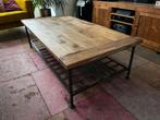 Salontafel teak en staal, Huis en Inrichting, Tafels | Salontafels, Ophalen, Gebruikt, 100 tot 150 cm, Teakhout