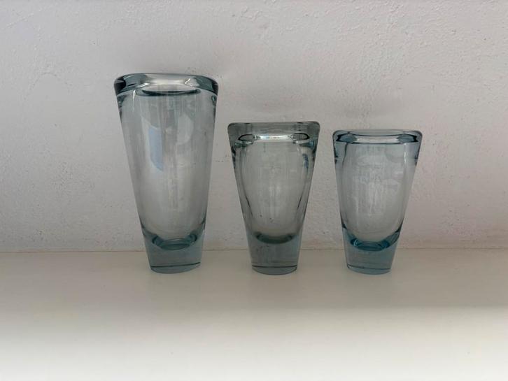 Holmegaard vazen  (3 stuks), Huis en Inrichting, Woonaccessoires | Vazen, Gebruikt, Blauw, Minder dan 50 cm, Glas, Ophalen of Verzenden