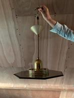 Hanglamp glas met geel koper, Ophalen of Verzenden, Zo goed als nieuw, Glas, Minder dan 50 cm
