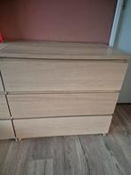 Malm ladekast 3 lades wit geglazuurd eikenfineer, Ophalen, Gebruikt, 50 tot 100 cm, 3 of 4 laden