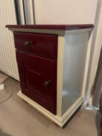 rood en wit gelakt houten kastje met lade en deurtje, Ophalen, Gebruikt, 1 of 2 laden, 50 tot 100 cm