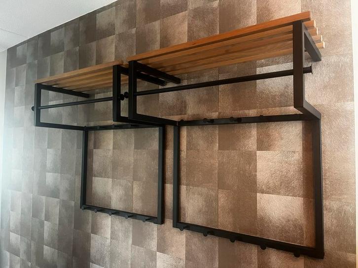 2x Spinder Design Rizzoli Wandkapstok Zwart/Eiken, Huis en Inrichting, Woonaccessoires | Kapstokken, Zo goed als nieuw, Wandkapstok