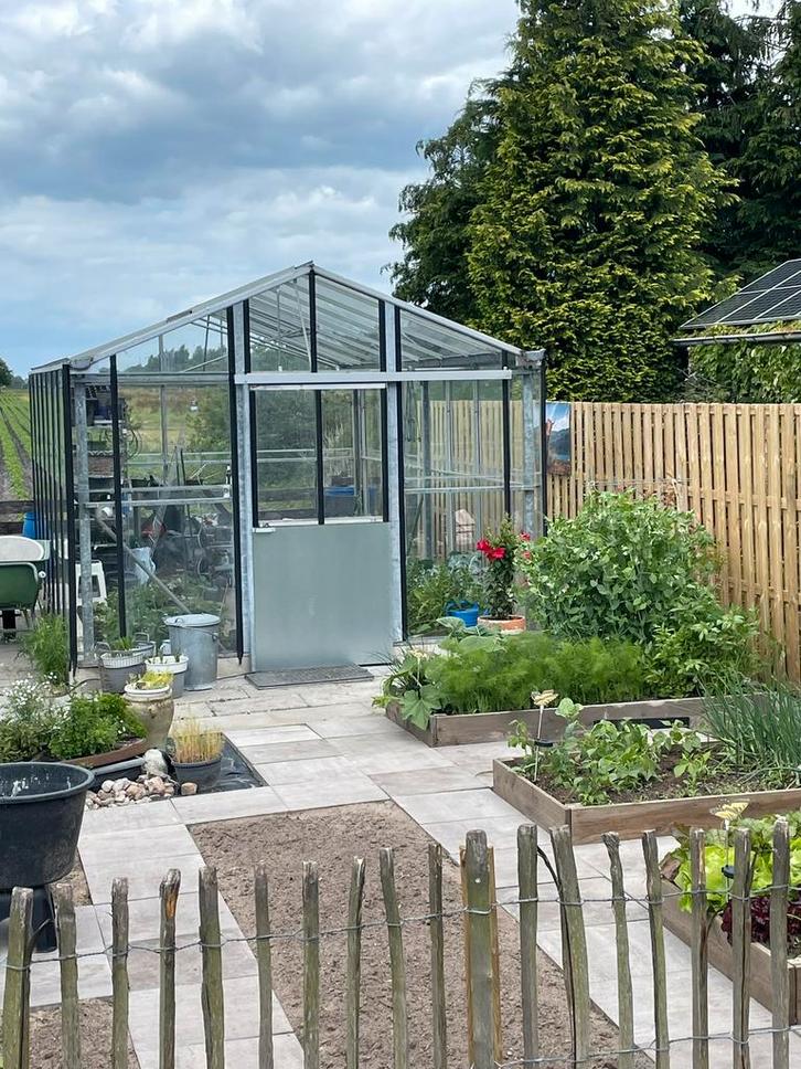 Kas tuindersmateriaal 3,4x6m showmodel, Tuin en Terras, Kassen, Zo goed als nieuw, Aluminium, Glas, Ophalen