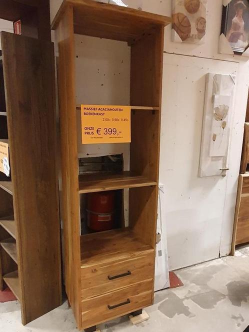 Massief acaciahouten boekenkast van 200x60cm, model Vic, Huis en Inrichting, Kasten | Boekenkasten, Nieuw, 50 tot 100 cm, 200 cm of meer