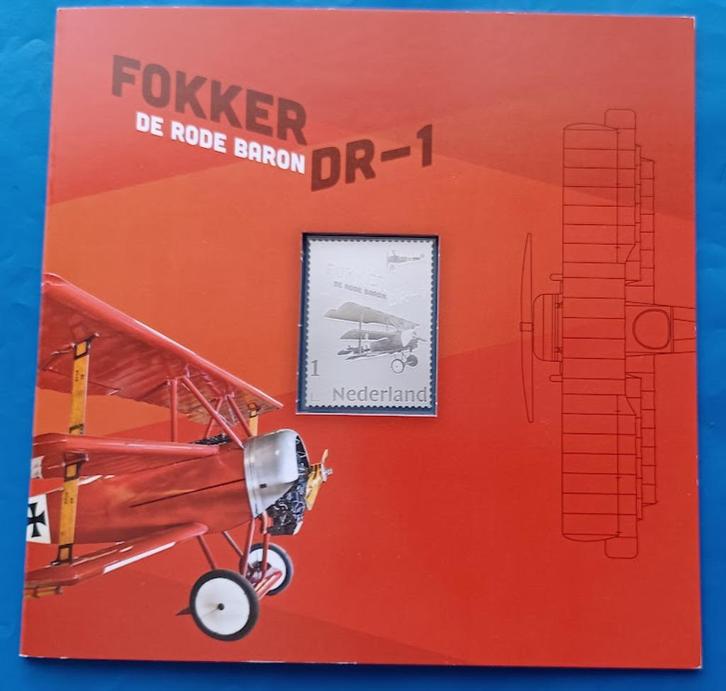 Zilveren postzegel Fokker DR-1, De Rode Baron, Postzegels en Munten, Postzegels | Nederland, Postfris, Na 1940, Verzenden