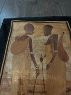 Handgemaakte Afrikaanse bananenbladkunst tribale afbeelding, Ophalen of Verzenden, Zo goed als nieuw, Rechthoekig Staand, Overige onderwerpen