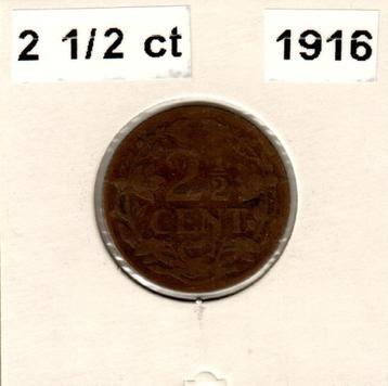 2 1/2 cent 1916 (3e type) Wilhelmina Zeer mooie kwaliteit