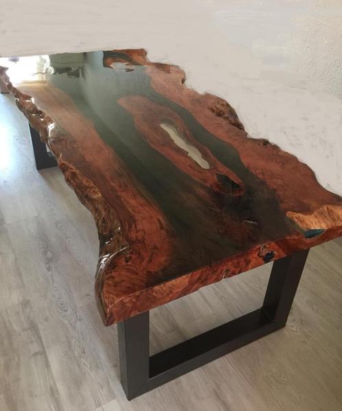 Tafel salontafel rivertable bijzettafel met epoxy giethars., Huis en Inrichting, Tafels | Bijzettafels, Nieuw, Hout, Ophalen of Verzenden