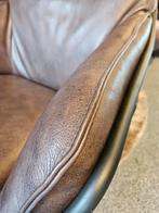 Leren draaifauteuil "jurgen" opruiming bruin rundleer, Ophalen of Verzenden, Zo goed als nieuw, 75 tot 100 cm