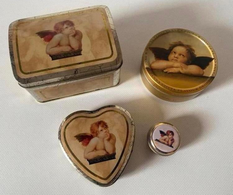 4 Verschillende blikken met engel(tjes)., Verzamelen, Blikken, Ophalen of Verzenden, Zo goed als nieuw, Overige, Overige merken