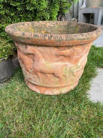 Mooi terra cotta verweerde plantenpot  beschikbaar voor biedingen