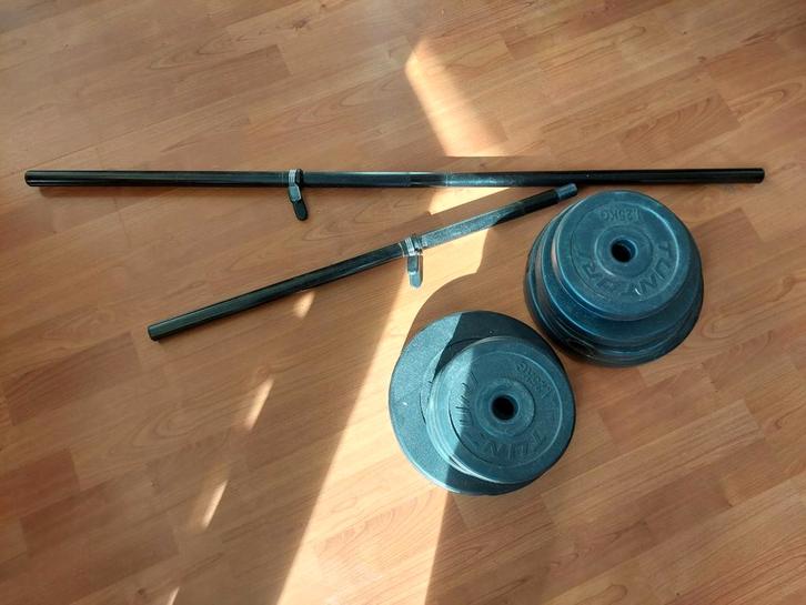 Stang met gewichten, Sport en Fitness, Fitnessmaterialen, Zo goed als nieuw, Ophalen