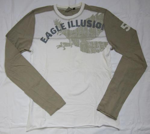 Gebroken wit met beige t-shirt met print, merk We, maat S, Kleding | Heren, T-shirts, Zo goed als nieuw, Maat 46 (S) of kleiner
